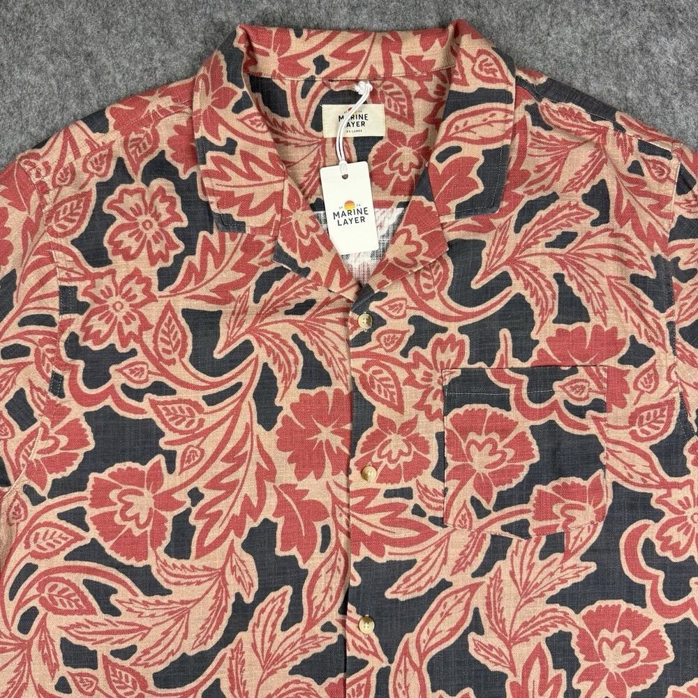 NWT Marine Layer Mens XXL Floral Stretch Selvage Resort Short Sleeve Shirt - Picture 2 of 13